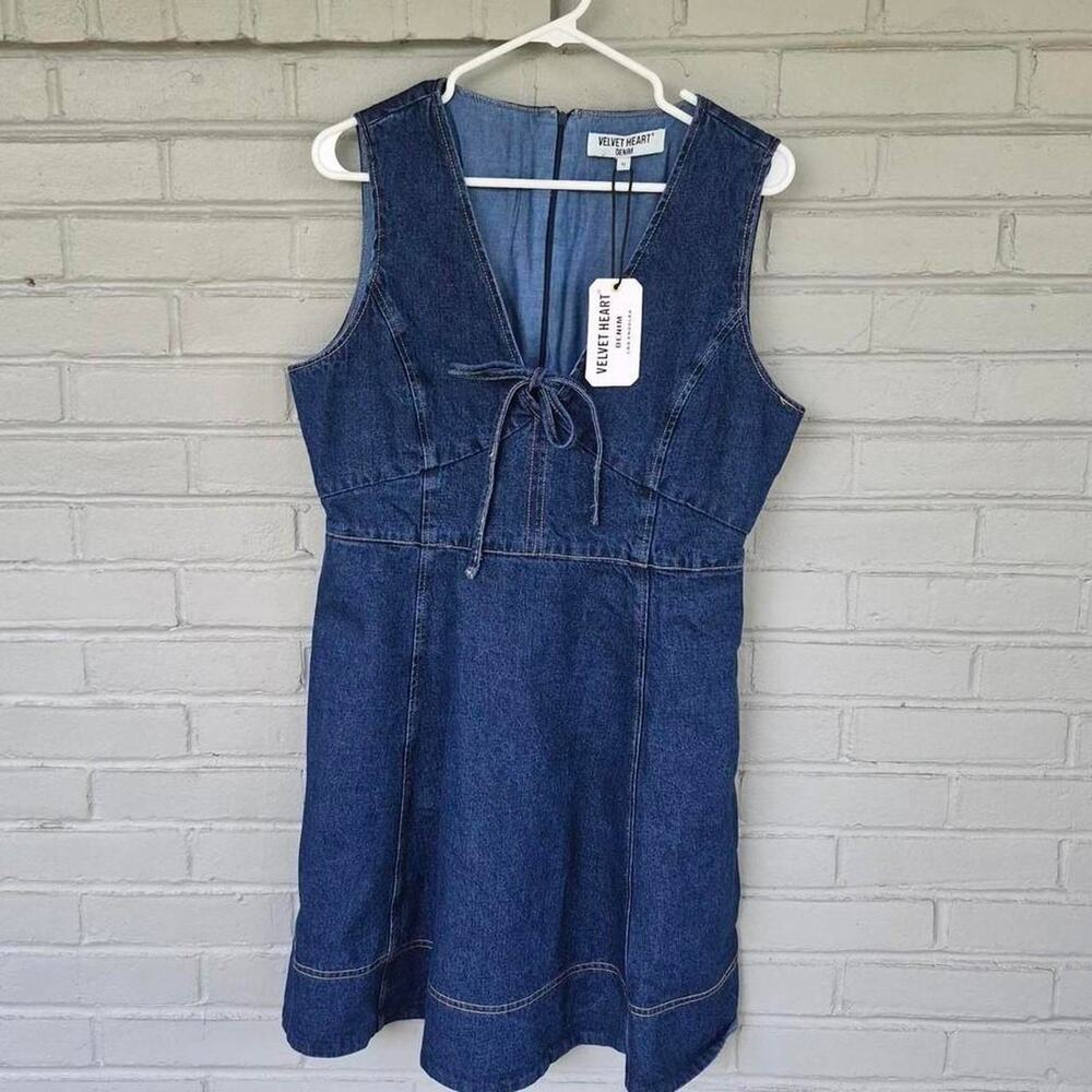 Velvet heart denim dress